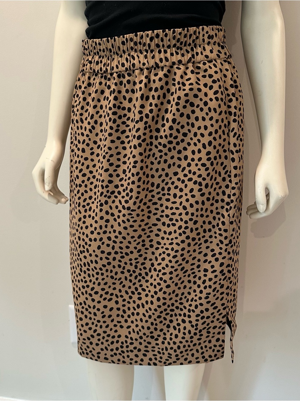 J. Crew Tan & Black Polka Dot Pencil Skirt